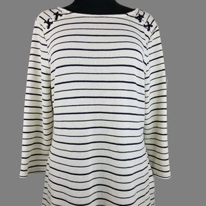 Charter Club Top Pullover Stripe White Shirt S